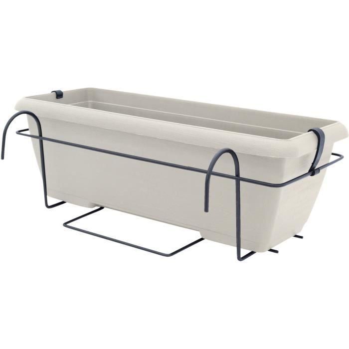 Kit macetero con soporte metálico y bandeja integrada - GARDEN ID Teramo - Blanco 50 cm - Efecto piedra - Reciclado/reciclable 3 Kit macetero con soporte metálico y bandeja integrada - GARDEN ID Teramo - Blanco 50 cm - Efecto piedra - Reciclado/reciclable 3