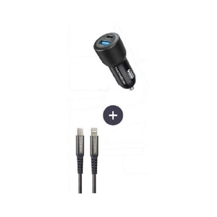 Thomson THO3513767400046 Pack Cargador de Coche 60W con Cable USB-C a Lightning 5A 1.5m
