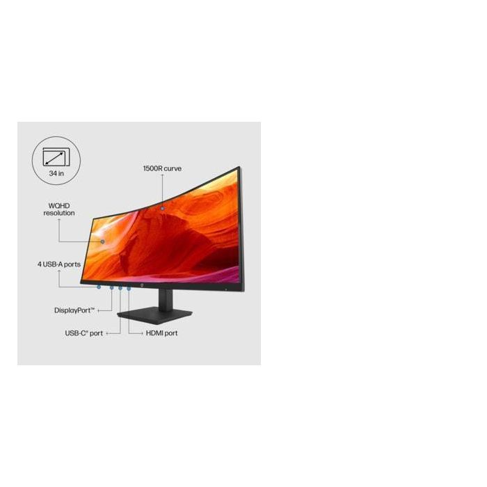 HP Monitor Curvo P34hc G4 WQHD USB-C 34 pulgadas 12