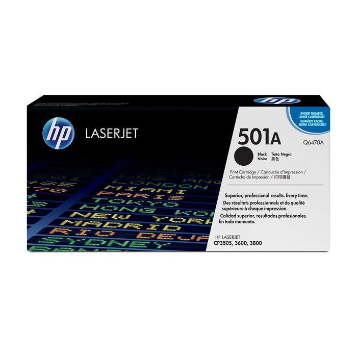 HP 501A Cartucho de Tóner Original Negro LaserJet con ColorSphere para Documentos de Oficina y Profesionales