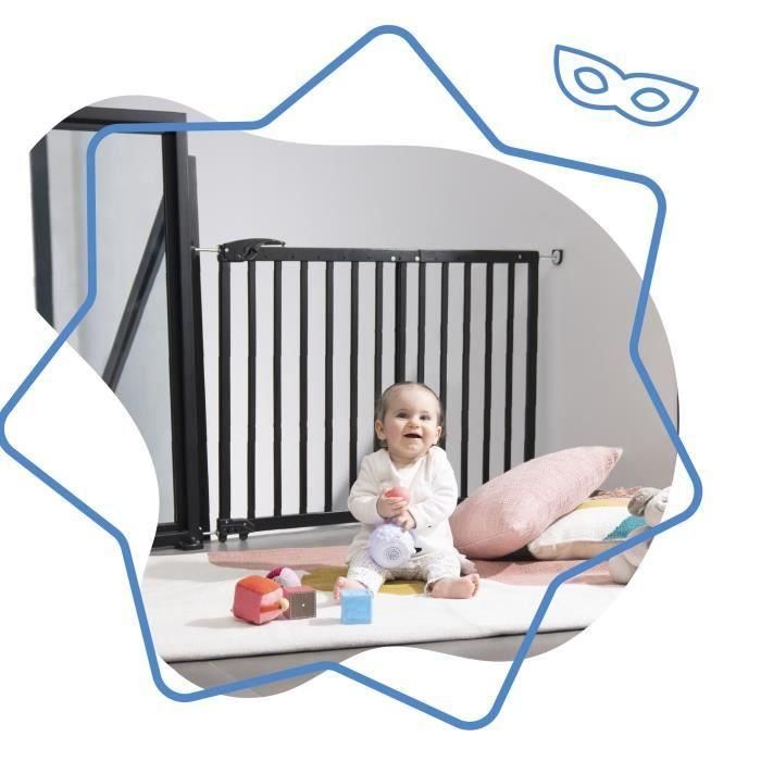 Badabulle Deco Pop Negro Extensible Seguridad Barrera Fijación Presión y Tornillo (63.5 - 106cm) 1 Badabulle Deco Pop Negro Extensible Seguridad Barrera Fijación Presión y Tornillo (63.5 - 106cm) 1