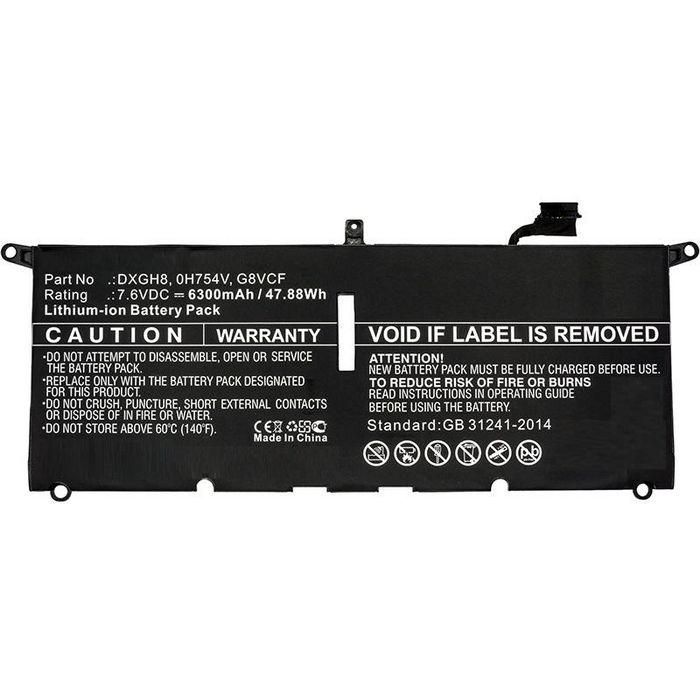 CoreParts D1605G Batería de Portátil Li-Pol para Dell XPS 13 9370, XPS 13 2018 47.88Wh 7.6V 6300mAh Negra