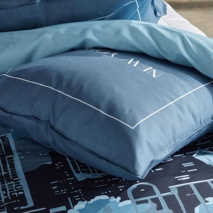 Juego de cama - HOY - JAVA - 2 personas - 240x220 cm - Algodón - Estampado New York - Azul 1 Juego de cama - HOY - JAVA - 2 personas - 240x220 cm - Algodón - Estampado New York - Azul 1