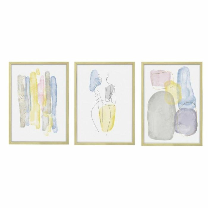 Cuadro Urban DKD Home Decor Amarillo Gris 3 x 73 x 53 cm (3 Unidades) Cuadro Urban DKD Home Decor Amarillo Gris 3 x 73 x 53 cm (3 Unidades)