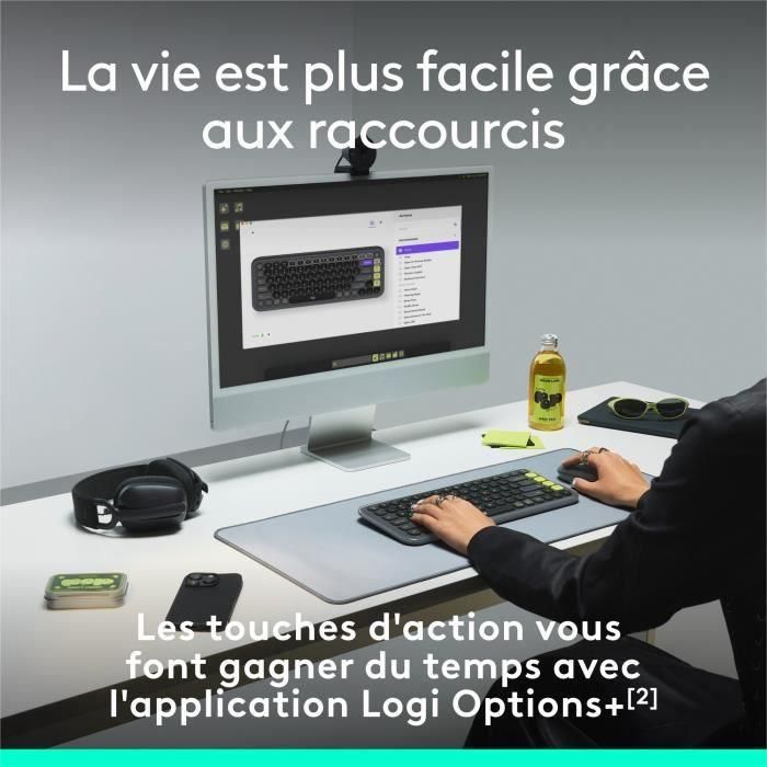 Teclado - Inalámbrico - Logitech - Teclas Pop Icon - AZERTY - Grafito 3 Teclado - Inalámbrico - Logitech - Teclas Pop Icon - AZERTY - Grafito 3