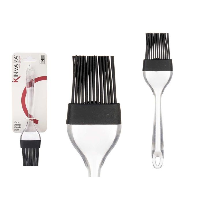 Pincel Silicona Cocina Transparente Negro Kinvara 5X21CM (12 Unidades) Pincel Silicona Cocina Transparente Negro Kinvara 5X21CM (12 Unidades)