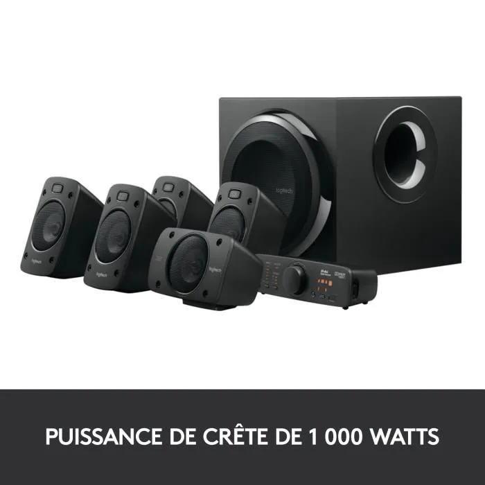 Logitech Altavoces Z906 Sistema 5.1 THX 1000W Pico / 500W RMS Sonido Envolvente Certificado Dolby Digital DTS 2