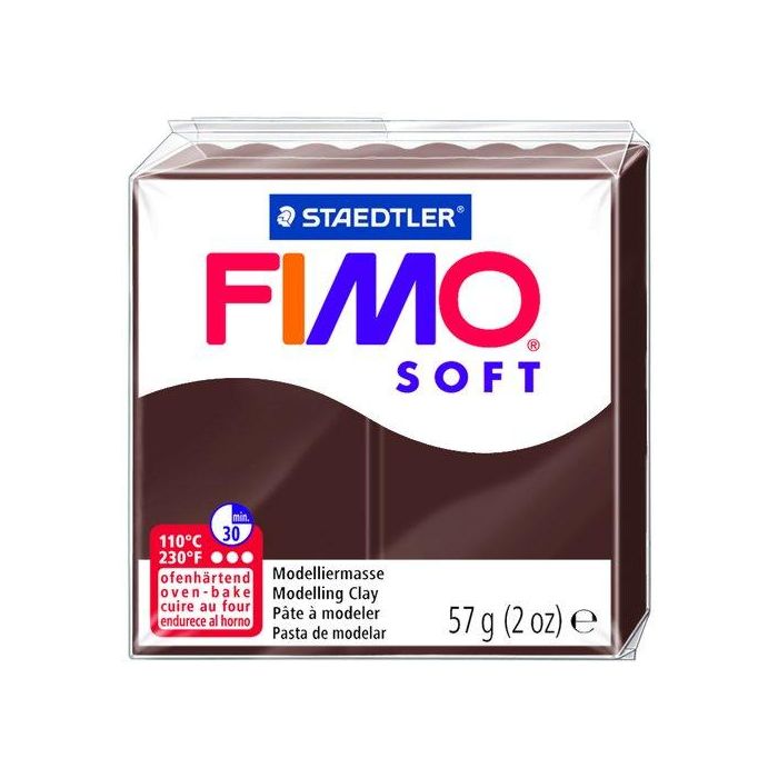 Staedtler Fimo Soft Pasta de Modelar Blanda 57g Chocolate, Ladrillo de 8 Segmentos, Fácil de Mezclar y Usar