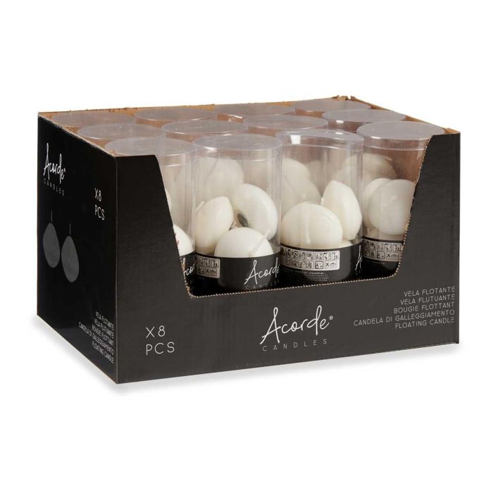 Set 8 Velas Flotantes Blancas Acorde 6.5x15.7x6.5 cm - Cera (48 Unidades) 2 Set 8 Velas Flotantes Blancas Acorde 6.5x15.7x6.5 cm - Cera (48 Unidades) 2