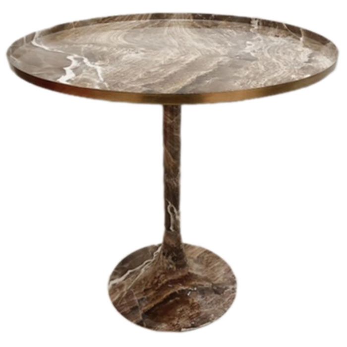 DKD Home Decor Mesita Auxiliar Glam Byepie Simil Mármol Aluminio Blanco Dorado 51x51x51 cm Desmontable