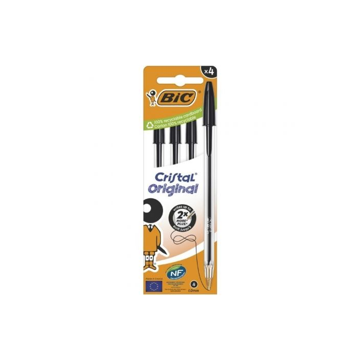 Bolígrafos de Tinta de Aceite Bic Cristal Original 516335/ 4 unidades/ Negros 0 Bolígrafos de Tinta de Aceite Bic Cristal Original 516335/ 4 unidades/ Negros 0
