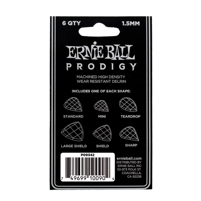 ERNIEBALL Bolsa De Púas Prodigy Negra Multipack 1,5 Mm - 6 Unidades 1