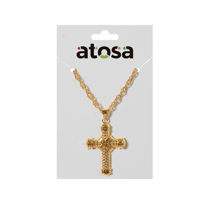 Collar Dorado con Cruz en Relieve para Disfraz de Cura, Exorcista o Papa - Accesorio Masculino para Carnaval 1
