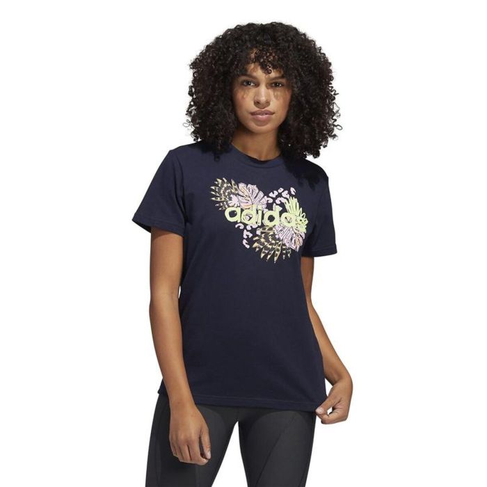 Camiseta de Manga Corta Mujer Adidas Farm Print Graphic Azul oscuro 5