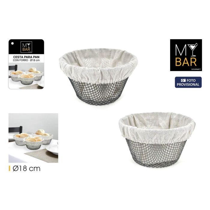 Cesta Pan Metal Redonda con Forro 18 cm My Bar - Inde (24 Unidades) Cesta Pan Metal Redonda con Forro 18 cm My Bar - Inde (24 Unidades)