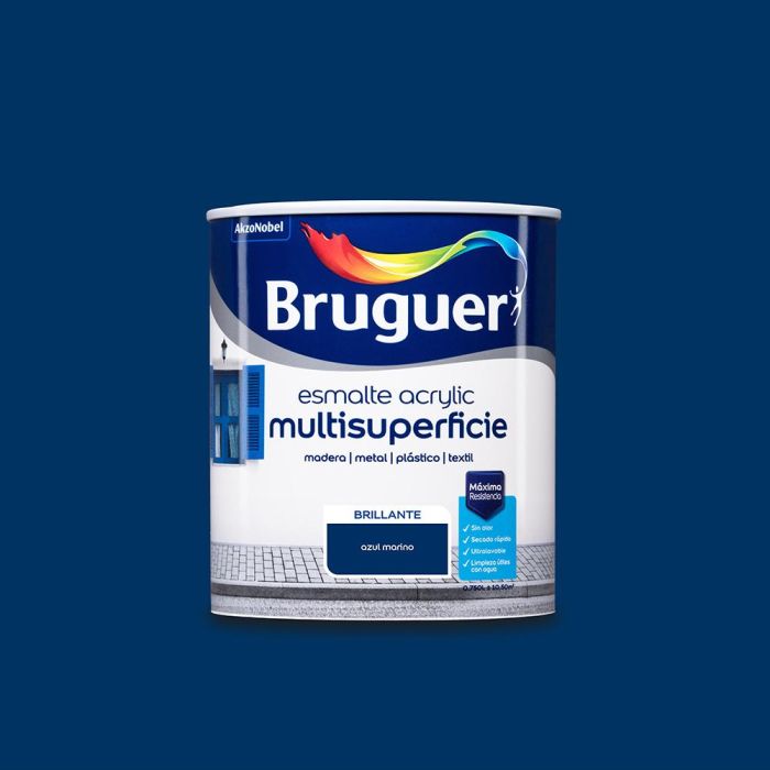 Bruguer Esmalte acrílico multisuperficie azul marino brillante 0,750l 5057548 - Interior/exterior, sin olor, secado rápido 0 Bruguer Esmalte acrílico multisuperficie azul marino brillante 0,750l 5057548 - Interior/exterior, sin olor, secado rápido 0