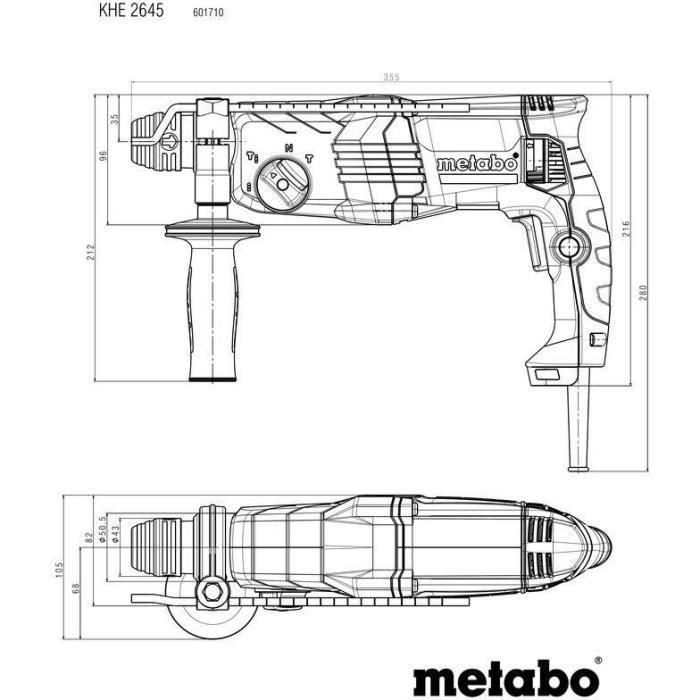 Taladro percutor combinado - METABO - KHE 2645 2 Taladro percutor combinado - METABO - KHE 2645 2