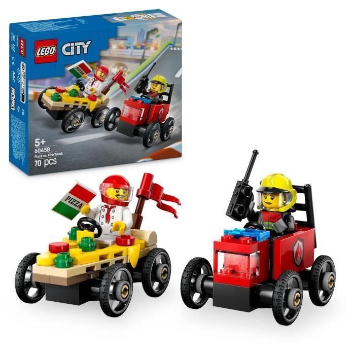 Juego de construccion coches de carreras: pizza vs camión de bomberos lego city Juego de construccion coches de carreras: pizza vs camión de bomberos lego city