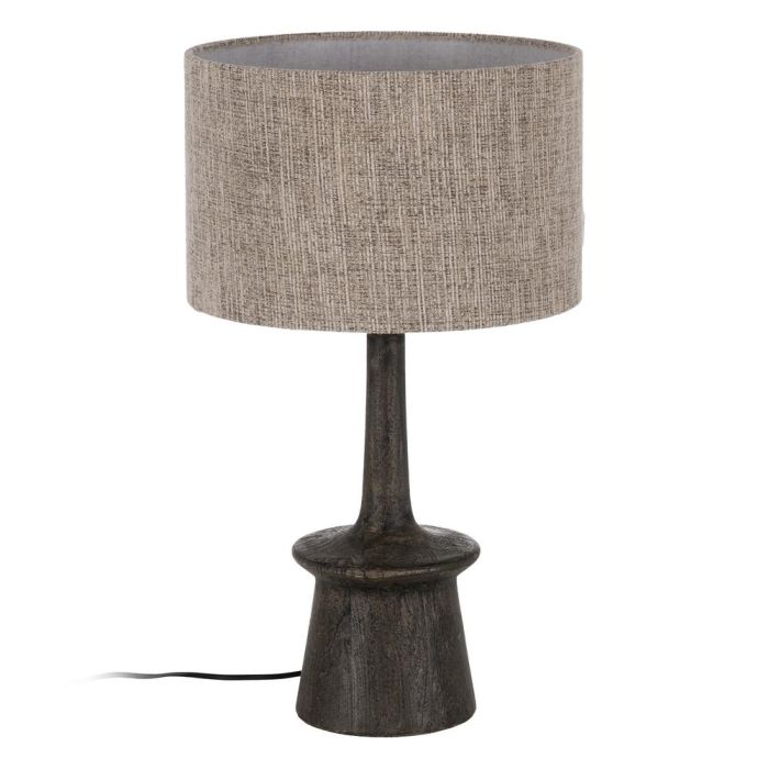 Base Lámpara Mesa Marrón Madera de Mango 18 X 18 X 35 cm