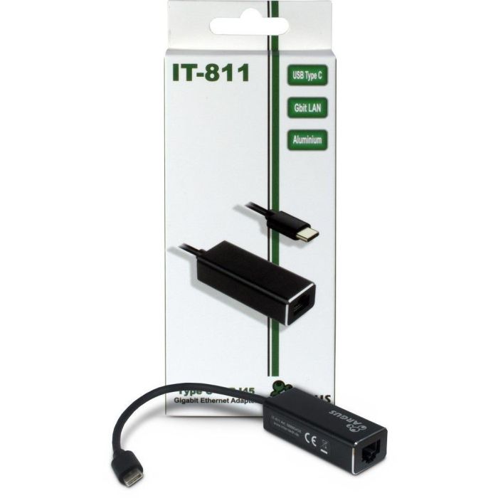 Adapter USB-C > Gigabit Lan RJ45 1000 MBit/s Inter-Tech Black 1 Adapter USB-C > Gigabit Lan RJ45 1000 MBit/s Inter-Tech Black 1