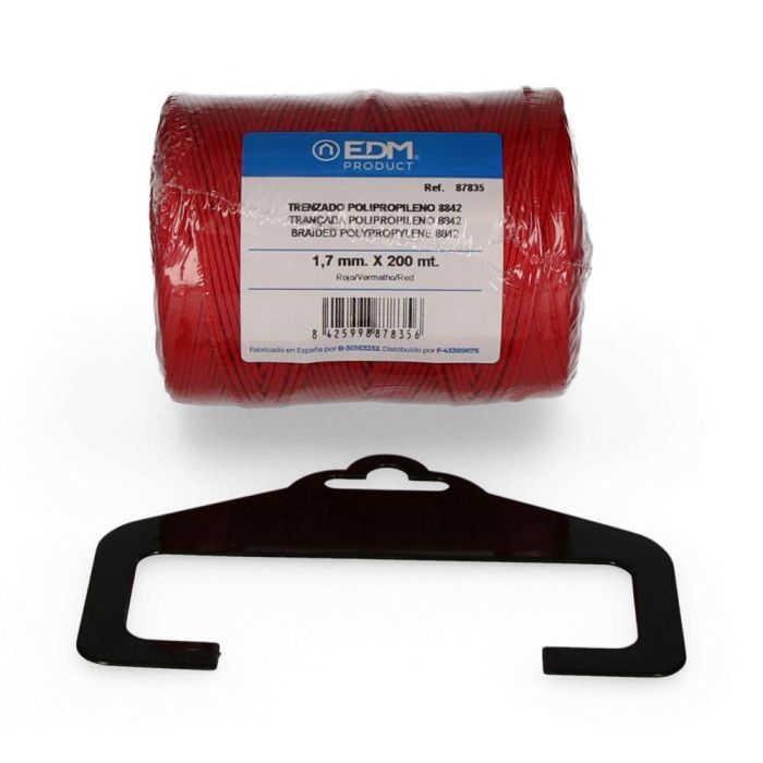 Edm Cordón trenzado polipropileno 8842 rojo, 1,7 mm x 200 m, para albañilería, agricultura, bricolaje 0 Edm Cordón trenzado polipropileno 8842 rojo, 1,7 mm x 200 m, para albañilería, agricultura, bricolaje 0