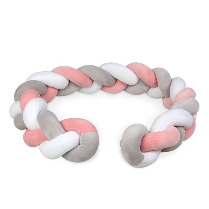KioKids Trenza Protectora Cuna y Cama Chichonera Acolchada Bebé Rosa y Gris 1,50M 2 KioKids Trenza Protectora Cuna y Cama Chichonera Acolchada Bebé Rosa y Gris 1,50M 2