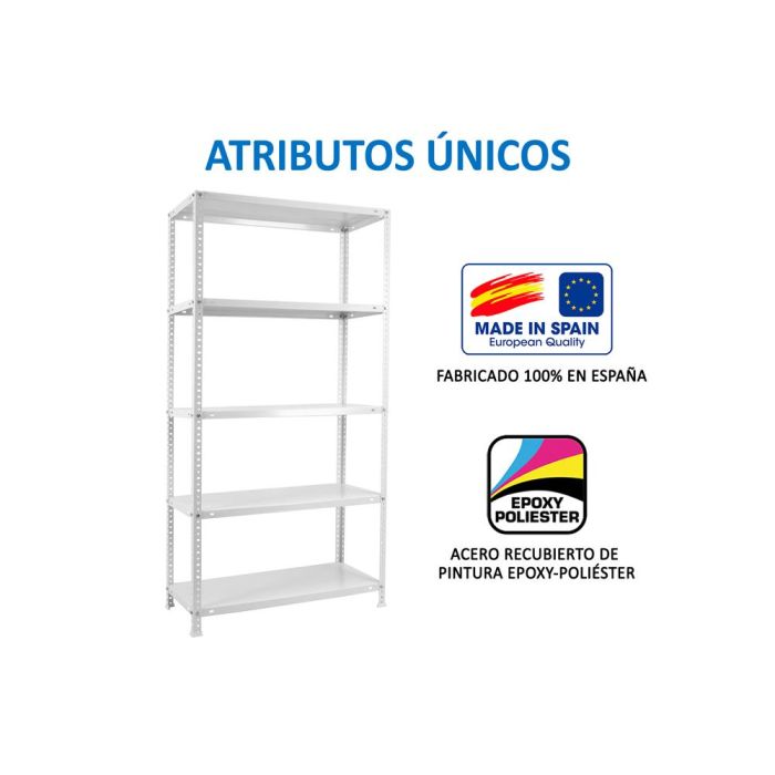 Simonrack Kit Advantage Mini 5-400 Estantería Metálica Tornillos 5 Baldas-75 kg 180x80x40 cm Blanco 4