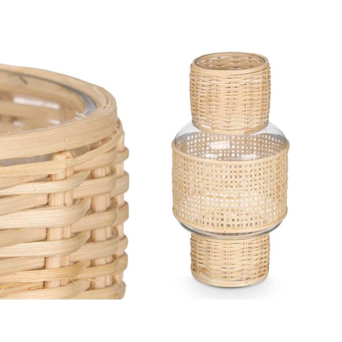 Portavela Forma Vidrio Rattan Giftdecor 15X31CM (6 Unidades) 1 Portavela Forma Vidrio Rattan Giftdecor 15X31CM (6 Unidades) 1
