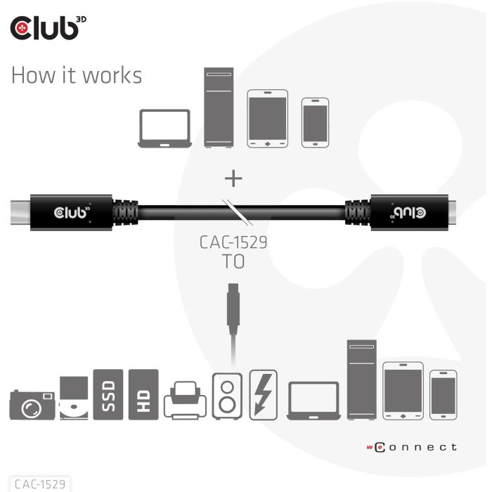 Club3D Cable USB 3.2 Tipo C Extensión 1m 5Gbps Macho/Hembra 4 Club3D Cable USB 3.2 Tipo C Extensión 1m 5Gbps Macho/Hembra 4