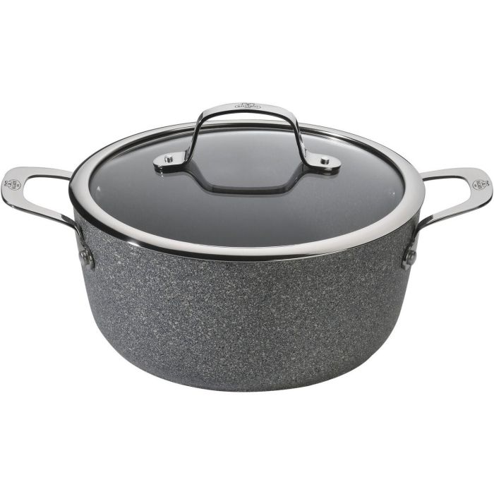 Ballarini 75002-826-0 Salina - Cacerola de aluminio de 20cm con tapa de cristal, 2.67L, antiadherente, gris, apta para inducción y horno