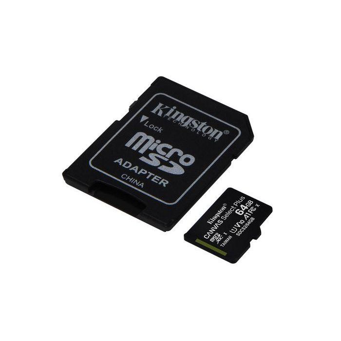 Kingston 64 GB, microSDXC, Class 10, UHS-I, 3.3 V, SD adapter 1 Kingston 64 GB, microSDXC, Class 10, UHS-I, 3.3 V, SD adapter 1