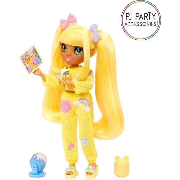 Rainbow High LIT0035051503682 Muñeca de Moda Articulada Junior High Pyjama Party Sunny (Amarillo) 22 cm con Accesorios 2