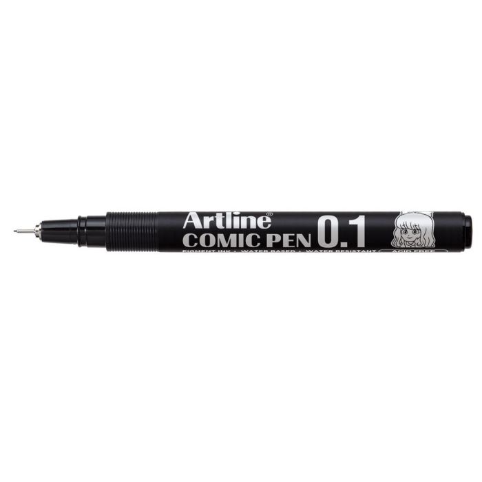 Rotulador Artline Calibrado Micrometrico Negro Comic Pen Ek-281 Punta Poliacetal 0,1 mm Resistente Al Agua 12 unidades 1