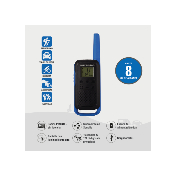 Motorola T62 Walkie Talkie Rojo, Pack de 2, Alcance 8 km, 18h Autonomía, LCD, PMR446, 59T62REDPACK 5