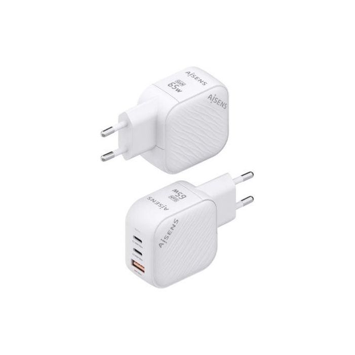 AISENS - CARGADOR GaN 65W, 2xUSB-C PD3.0 QC4.0, 1xUSB-A QC3.0, BLANCO 2 AISENS - CARGADOR GaN 65W, 2xUSB-C PD3.0 QC4.0, 1xUSB-A QC3.0, BLANCO 2