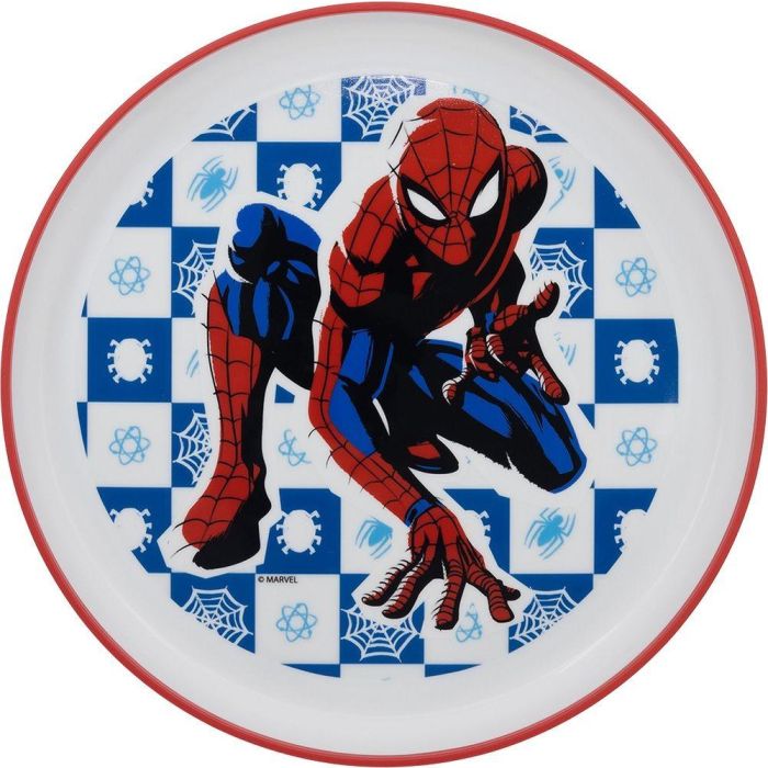 MARVEL Spiderman CZ11297 Plato Antideslizante Premium Bicolor Infantil Plástico Reciclable Libre de BPA Apto Microondas 19.6cm 1