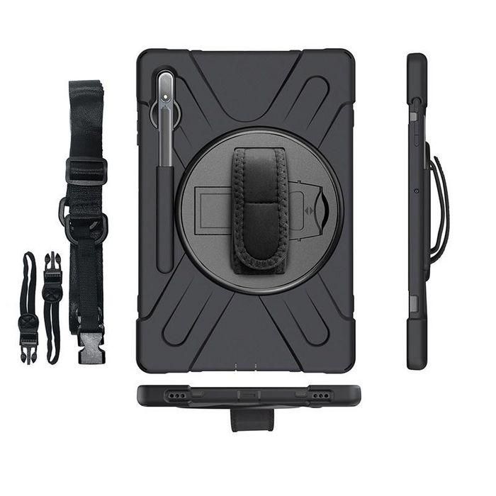 eSTUFF Funda Defender Cuerpo Completo para Samsung Galaxy Tab S8/S7 con Protector Pantalla Integrado, Soporte y Correa - Negro