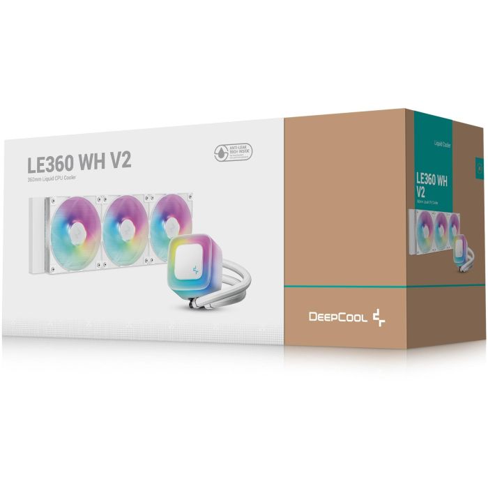 Deepcool LE360 WH V2 - Refrigeración Líquida All-in-One para CPU, 3 Ventiladores de 12cm, Blanco, Iluminación LED 5