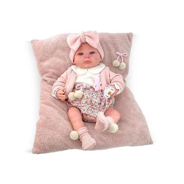 Reborn chaqueta rosa palo y pololo flores mecanismo besistos y almohada rosa maquillaje: 8501-24 50 cm Reborn chaqueta rosa palo y pololo flores mecanismo besistos y almohada rosa maquillaje: 8501-24 50 cm