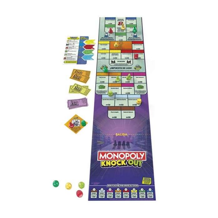 Juego monopoly knockout. desliza los peones para derrotar a tus rivales y ganar dinero. 3