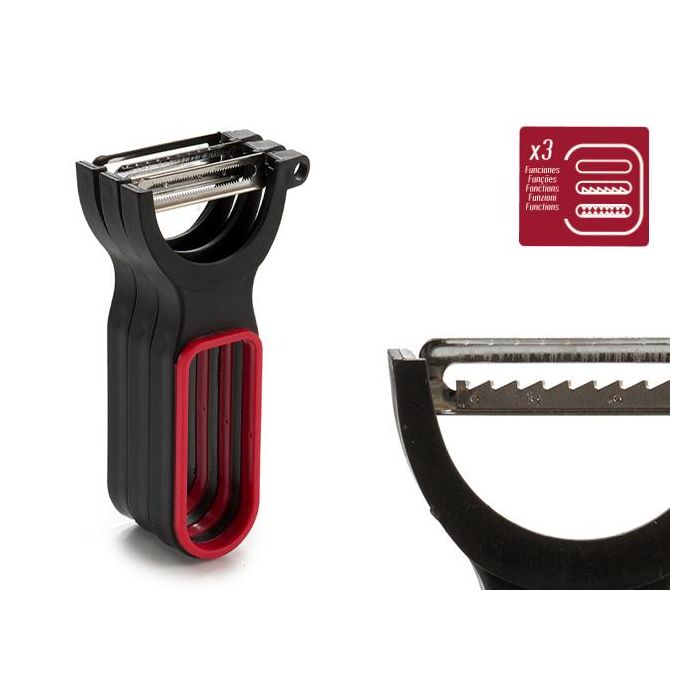 Set 3 Peladores de Plástico Negro y Rojo Kinvara - 13x4.5x7 cm (24 Unidades) 3 Set 3 Peladores de Plástico Negro y Rojo Kinvara - 13x4.5x7 cm (24 Unidades) 3