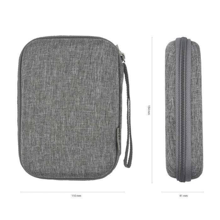 AISENS ASBG-005-GR Estuche Protector Rígido para Disco Duro Externo 2.5" Gris, Algodón y Lino, con Cremallera y Compartimento para Cables 7