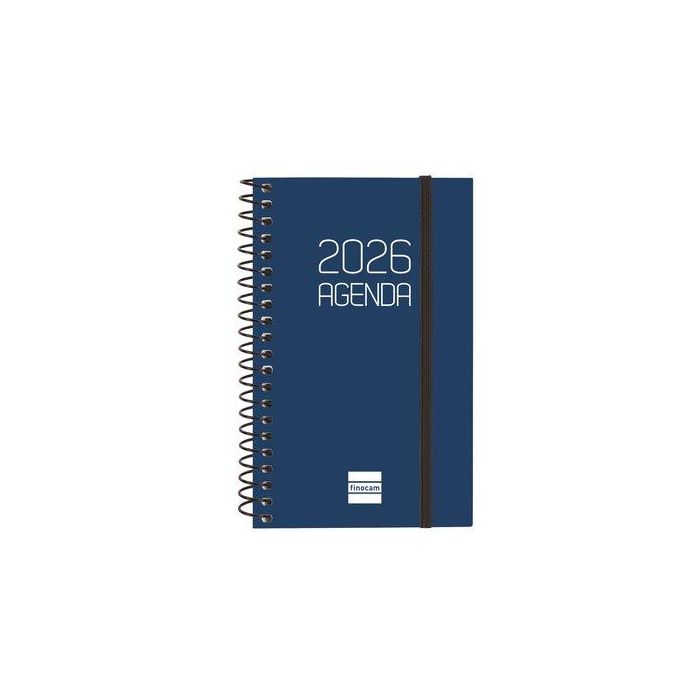 Agenda Anual (2026) Catalan Finocam Espiral Opaque Espiral Tapa Pp Con Goma E3 79X127 S/V Apais. Blau