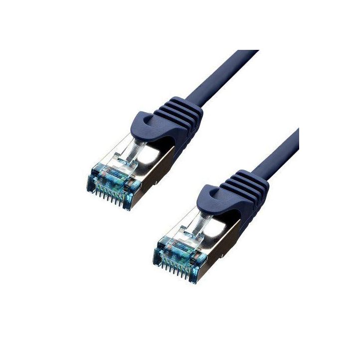 ProXtend Cable Ethernet CAT6A S/FTP CU LSZH 99.9% Cobre AWG26 Conector Oro 50µ" PoE+ Anti-EMI Anti-enredos Azul 75cm