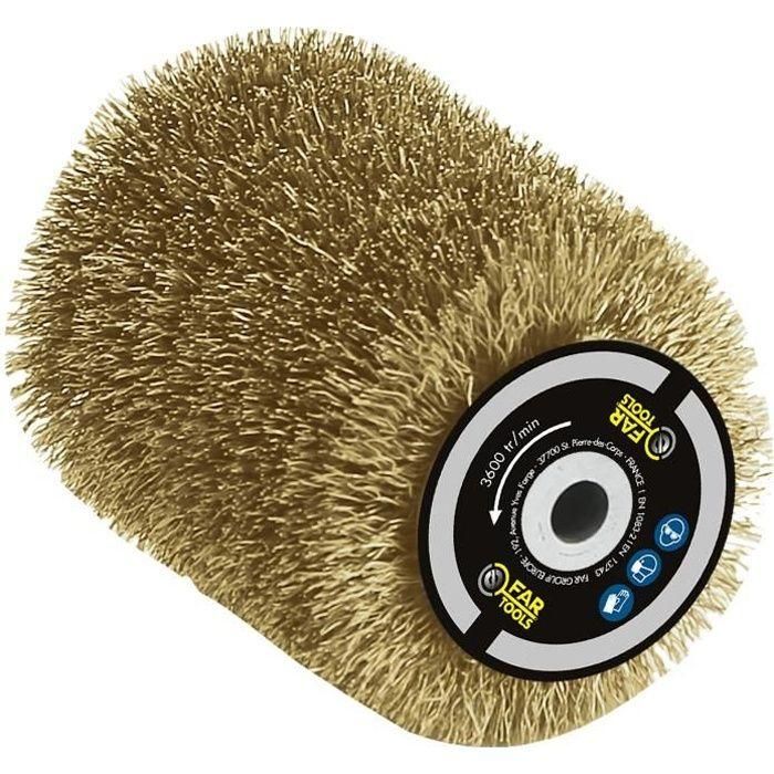 Cepillo de alambre de latón 0,3 mm Ø80 mm - L 100 mm para pelar / desengrasar Cepillo de alambre de latón 0,3 mm Ø80 mm - L 100 mm para pelar / desengrasar