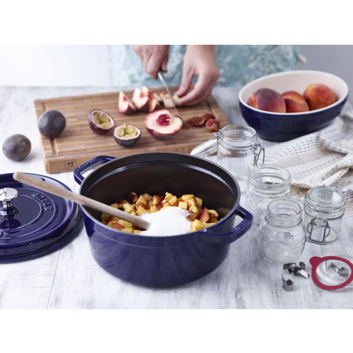 Staub La Cocotte 24cm rund dunkelblau. Gusseisen 5