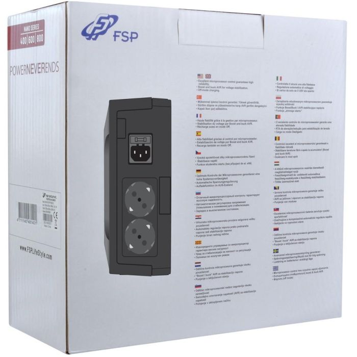 FSP NANO 800 UPS Offline 800VA 480W Seno, 2 Salidas AC Tipo F, Compacto Negro 4