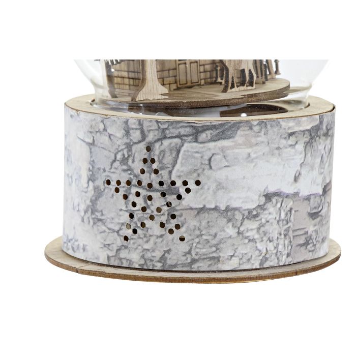 DKD Home Decor Decoración Luminosa de Navidad Alpina con LED, de Cristal y Madera, Natural Transparente, 12x12x17 cm 2