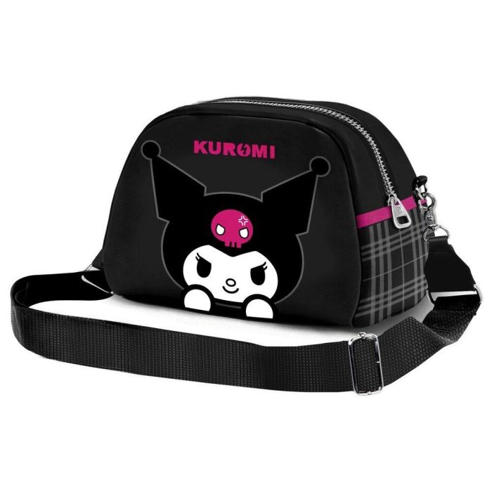 Hello Kitty Kuromi Bolso Bandolera Bowling Lite Skull Negro Pequeño, Ajustable, 2.5L PVC