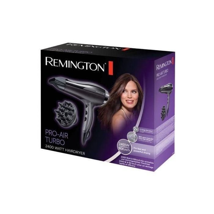 Remington D5220 Secador de Pelo Pro-Air Turbo 2400W Iónico 90% Más Iones Antiestático Función Turbo Motor Duradero Negro 1 Remington D5220 Secador de Pelo Pro-Air Turbo 2400W Iónico 90% Más Iones Antiestático Función Turbo Motor Duradero Negro 1